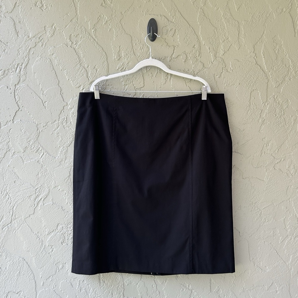 Talbots Women's Size 20 Black 2X Cotton Blend Lined Straight Pencil Skirt NWT